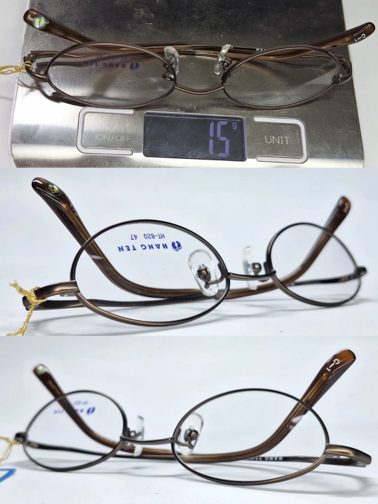 행텐 HANG TEN HT-820 브라운 안경테 47mm 오벌형 긱시크 일본 빈티지 데드스톡 아메카지 Y2K 레트로 이미지
