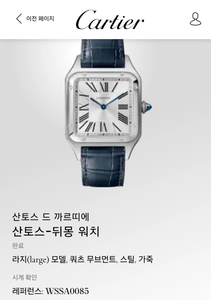 까르띠에 산토스 뒤몽 라지 WSSA0085 이미지