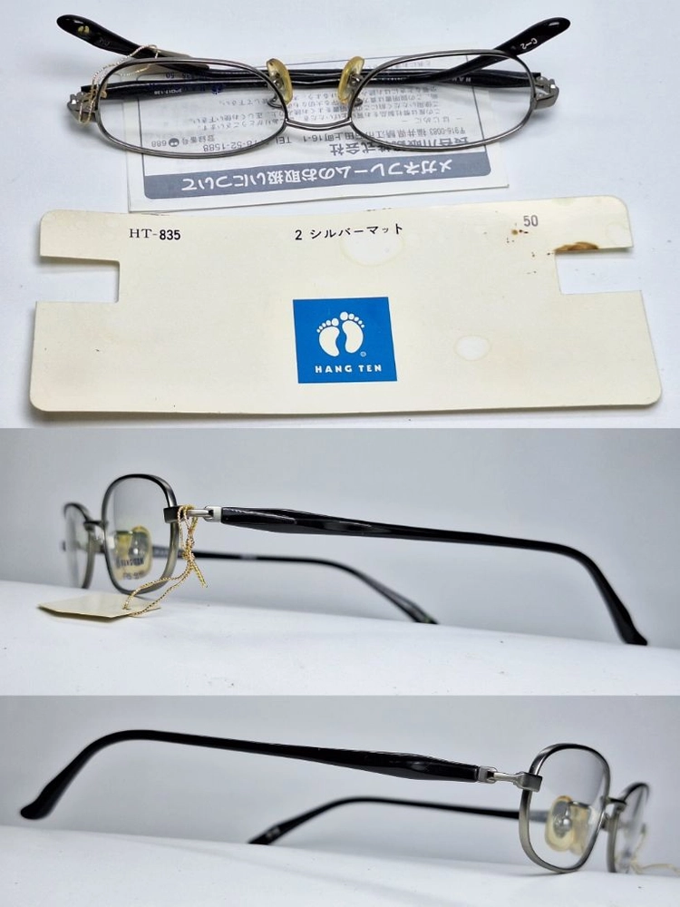 행텐 HANG TEN HT-835 실버 안경테 50mm 오벌형 긱시크 일본 빈티지 데드스톡 아메카지 Y2K 레트로 이미지