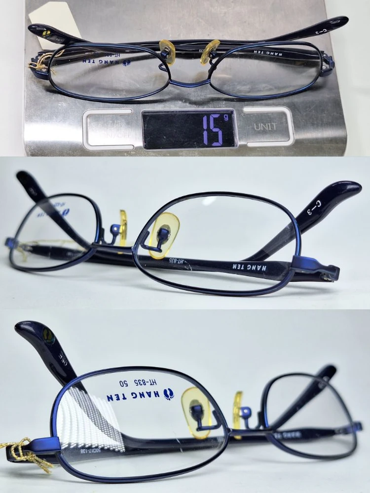 행텐 HANG TEN HT-835 네이비 안경테 50mm 오벌형 긱시크 일본 빈티지 데드스톡 아메카지 Y2K 레트로 이미지