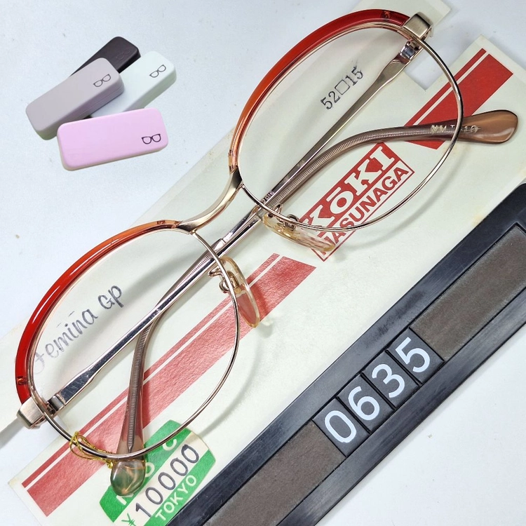 NMT-10 안경테 52mm 하금테 골드 일본 빈티지 데드스톡 아메카지 Y2K 레트로 클래식 앤틱 복고 아이웨어 이미지