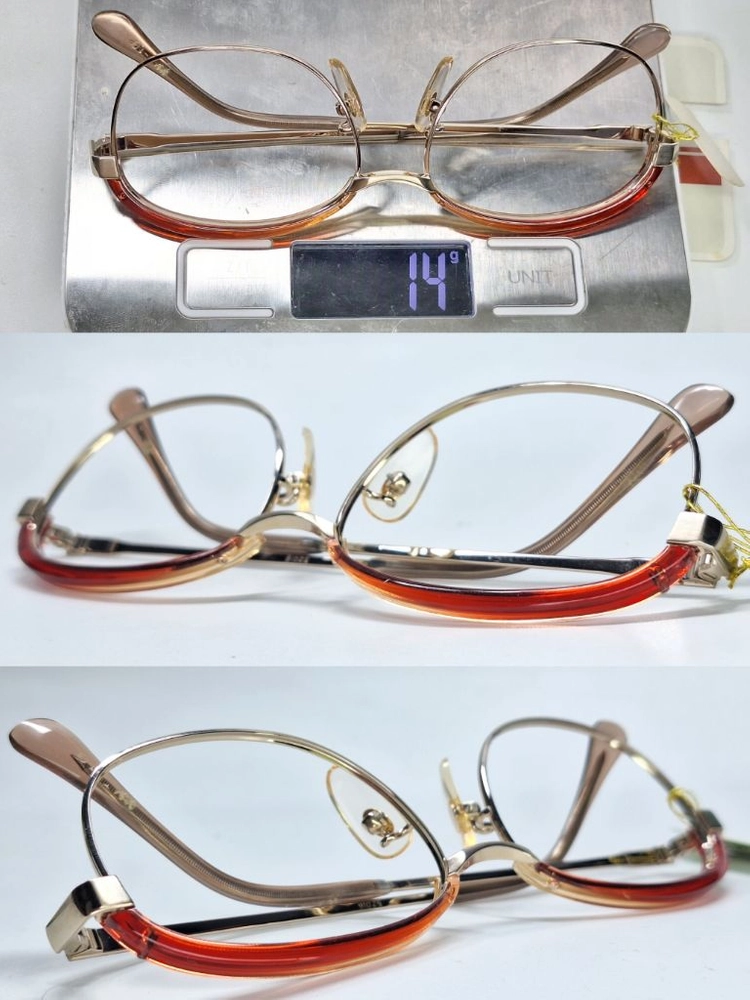 NMT-10 안경테 52mm 하금테 골드 일본 빈티지 데드스톡 아메카지 Y2K 레트로 클래식 앤틱 복고 아이웨어 이미지