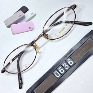 AMERICAN DREAM 214 안경테 48mm 브라운 티타늄 오벌형 긱시크 일본 빈티지 데드스톡 아메카지 Y2K 이미지