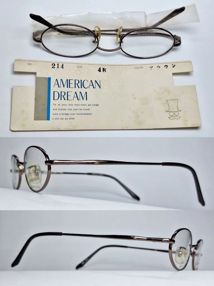 AMERICAN DREAM 214 안경테 48mm 브라운 티타늄 오벌형 긱시크 일본 빈티지 데드스톡 아메카지 Y2K 이미지