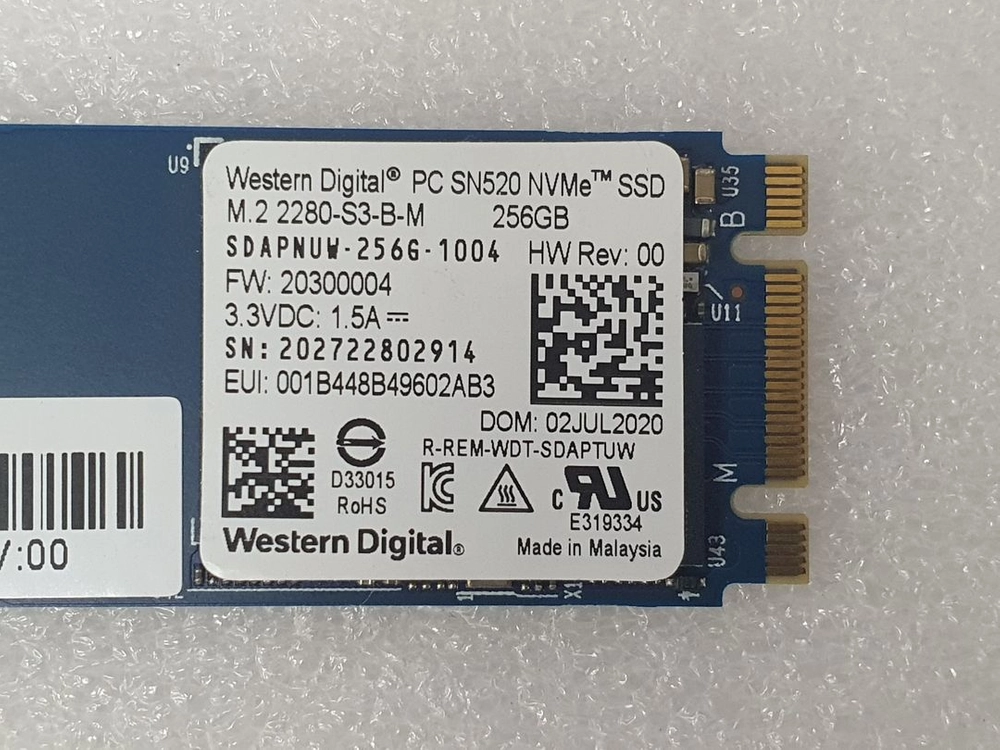 컴퓨터 저장장치 WD SN520 M.2 NVME SSD 256GB 이미지