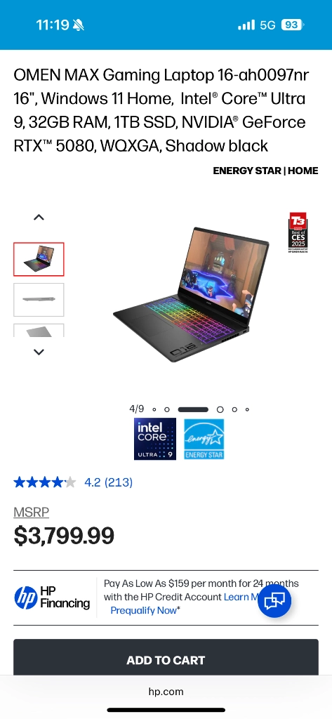 미개봉 HP 오멘 MAX 16 RTX5080 노트북 이미지