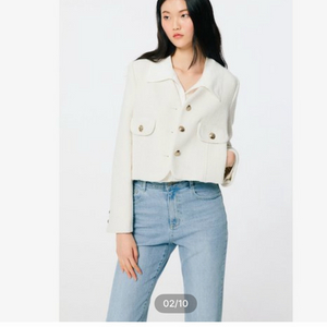 지컷 브이넥 트위드자켓 새상품 S 이미지