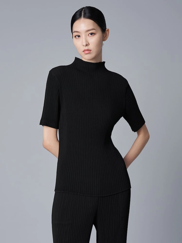 이세이미야케 해칭 탑 &스커트 블랙 세트,플리츠플리즈 ~ 이미지