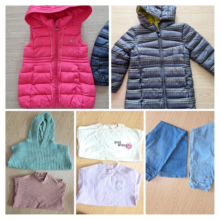 패딩 조끼, 패딩 점퍼, 티셔츠 여아 옷 일괄 이미지