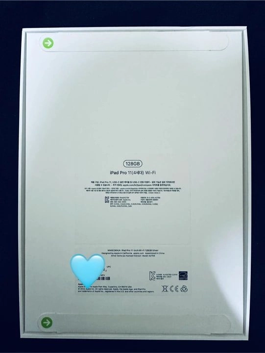 미개봉 iPad Pro 11 4세대 128GB Wi-Fi 실버(아이패드 프로 4세대) 이미지