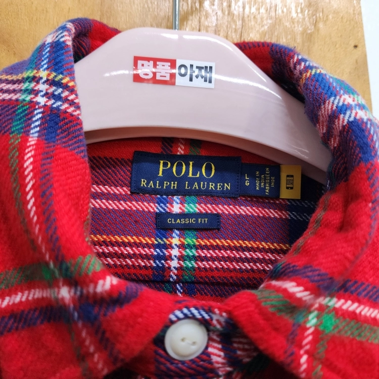 폴로 랄프로렌 남성 클래식핏 타탄체크 기모 플란넬 긴팔셔츠 레드 105 이미지