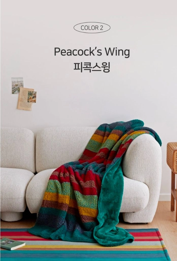 [새상품]오리고 양면 소프트 퍼 담요-125x175cm (중형), 피콕스윙 이미지