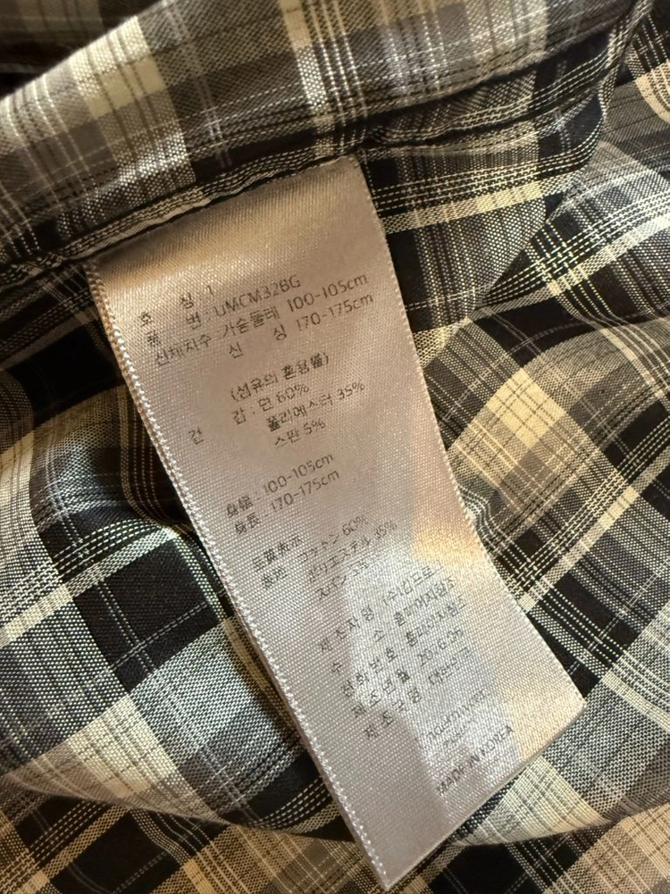 언더마이카 무.32 로고 플레이 베이직 롱 슬리브 체크 셔츠 블랙 그레이 사이즈 1 이미지