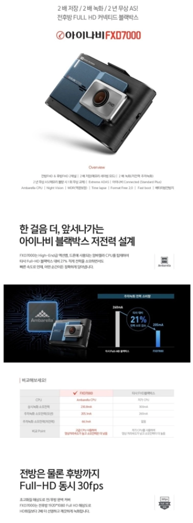 아이나비 FXD7000 블랙박스(32GB,GPS포함) 이미지