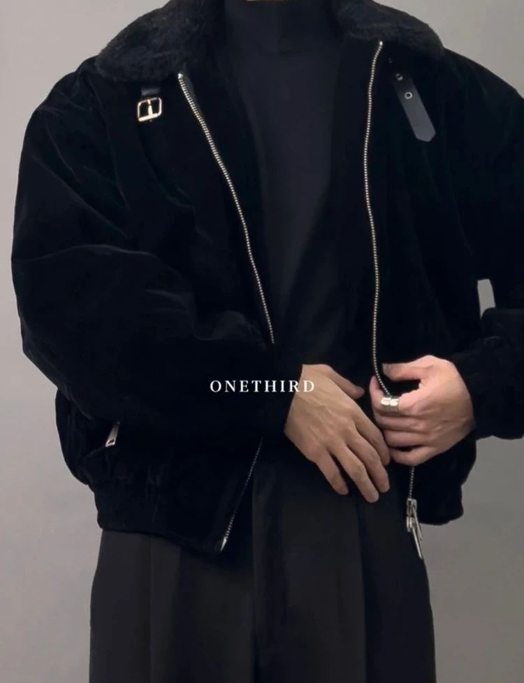 원써드 리 오뜨 벨벳 무스탕 블랙 새상품 이미지