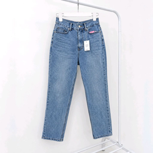 여성 세미 배기 중청 데님 팬츠 Mㅡ무배 이미지