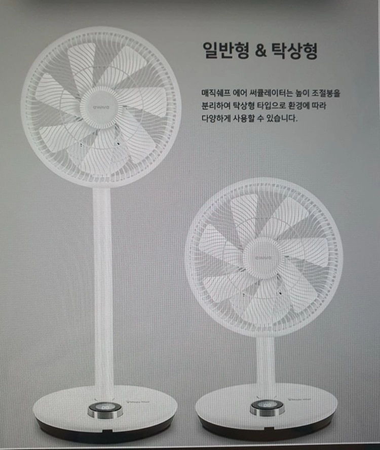 매직쉐프 유선 무선 선풍기 화이트 냉풍 써큘 서큘리모컨, 충전기, 거치대 포함 풀구성사진에서 보시는 것처럼 깔끔한 이미지