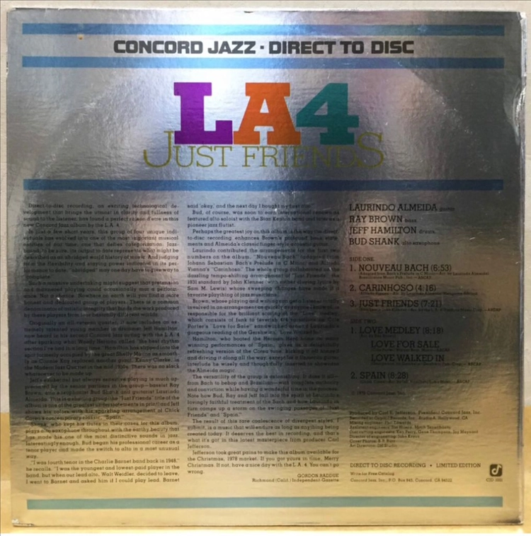 LP ; LA4 - just friends 콩코드 재즈 엘피 jazz 이미지