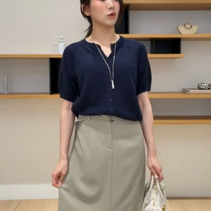 유메르 래글런 하프 가디건 네이비 이미지