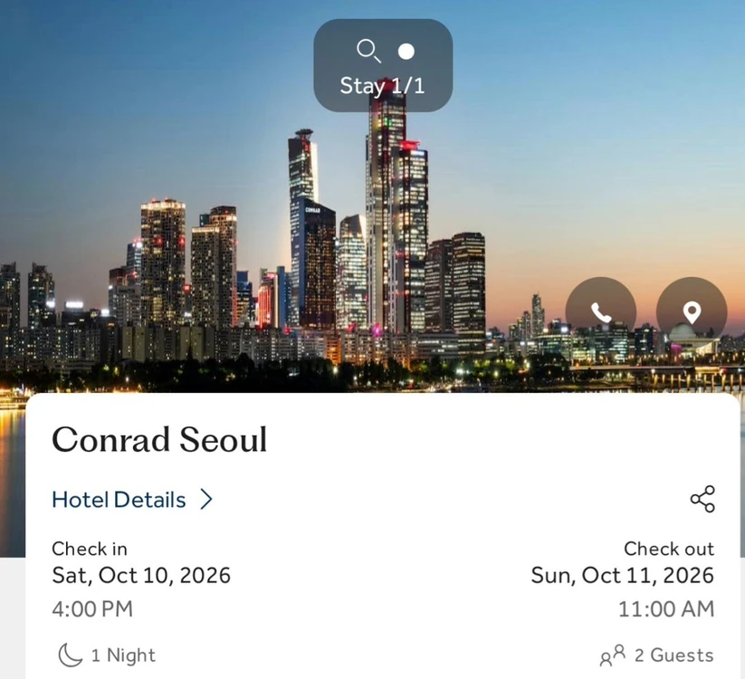 콘래드 서울(Conrad Seoul) 10/10~10/11 1박 숙박권(조식 2인 포함) - 안심되는 중고거래