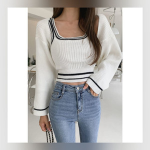 아이보리색+검정색 볼레로 가디건 세트 (XS/S/M/L, 44/55/66/77, 80/85/90/95 사이즈) 이미지