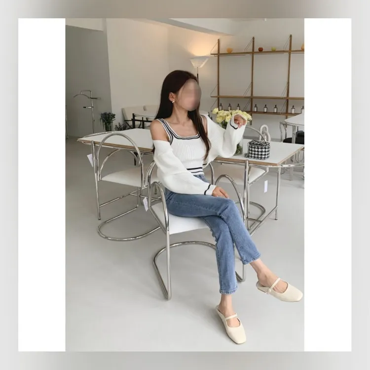아이보리색+검정색 볼레로 가디건 세트 (XS/S/M/L, 44/55/66/77, 80/85/90/95 사이즈) 이미지