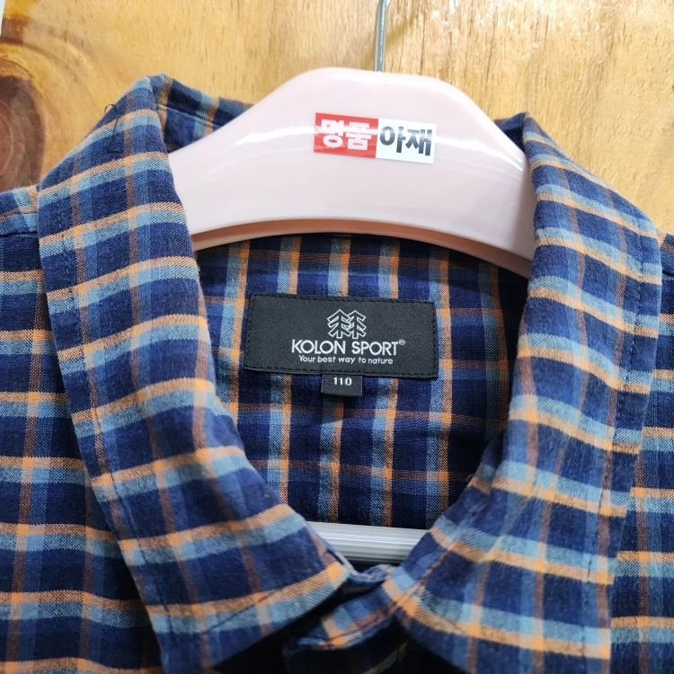 코오롱스포츠 남성 스트레치 기모 체크 긴팔 셔츠 등산 남방 네이비 110 이미지