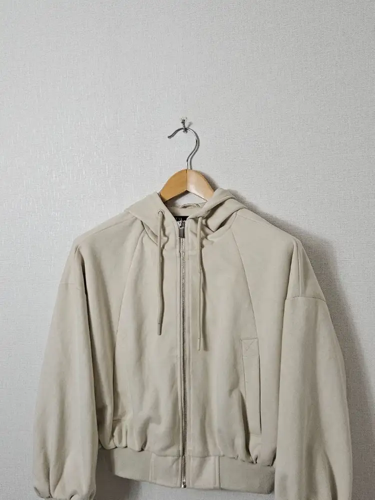 자라 ZARA 에코스웨이드 크롭 후드집업 자켓 크림 XS 이미지
