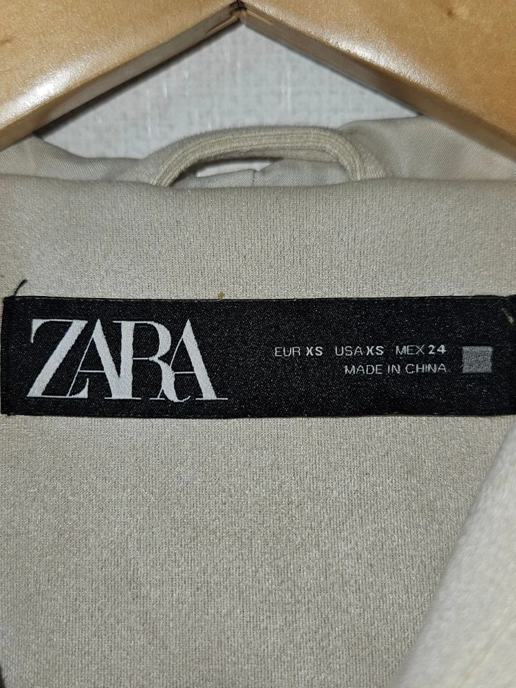 자라 ZARA 에코스웨이드 크롭 후드집업 자켓 크림 XS 이미지