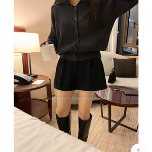 미엘 여성 카라가디건 챠콜색상, 타중 이미지