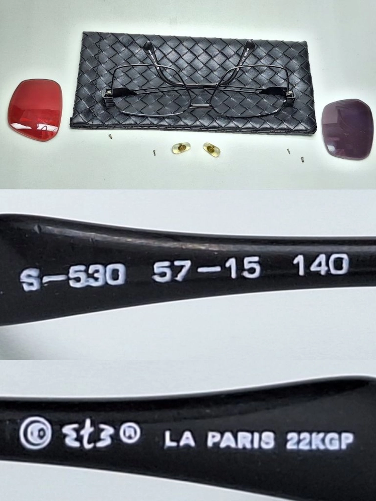 ETE LA PARIS 22KGP 금도금 S-530 안경테 57mm 선글라스테 일본 빈티지 아메카지 빅사이즈 Y2K 이미지