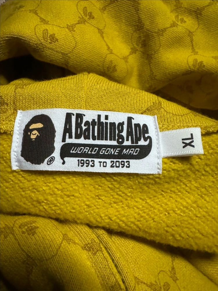 [XL/S급] 베이프 체인 모노그램 샤크 풀집업 후드 머스타드 (A Bathing Ape) 이미지