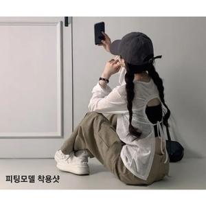 뒷면 트임 시스루 티셔츠 (XS/S, 44/55 사이즈) 이미지