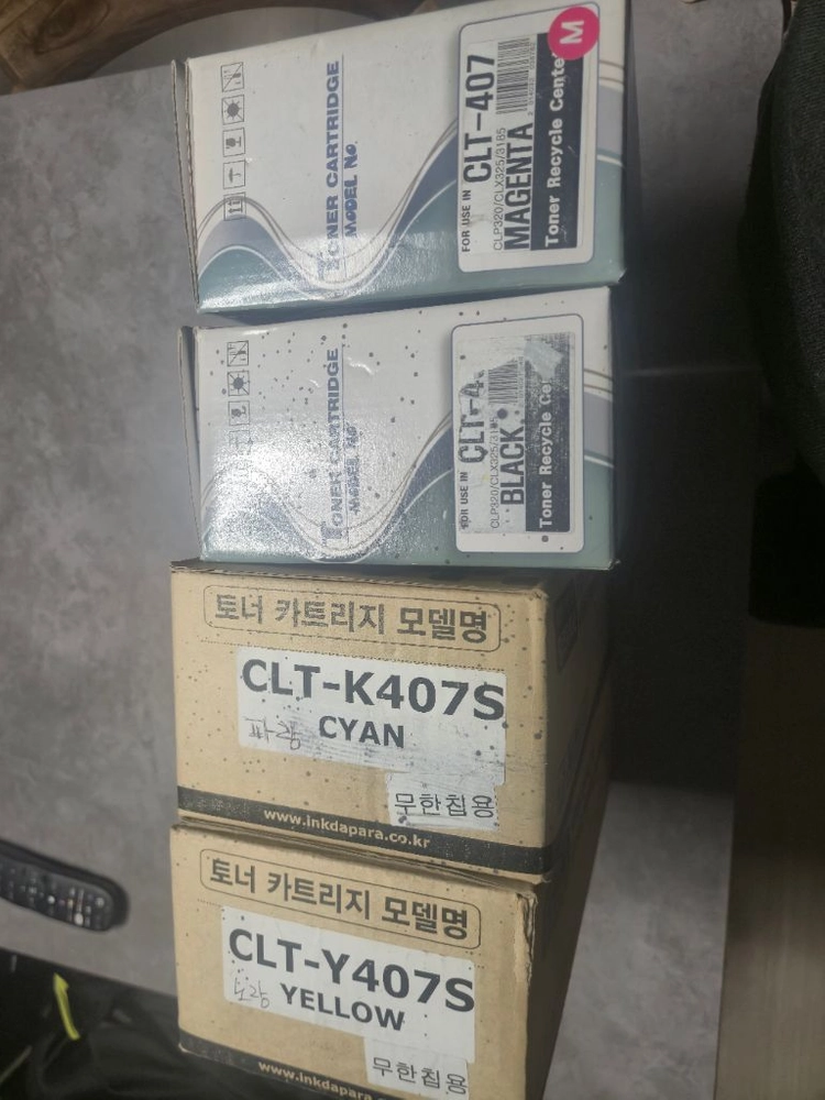 삼성 레이저 프린터 CLT-K407 재생토너 4색 세트 미사용 새제품 이미지
