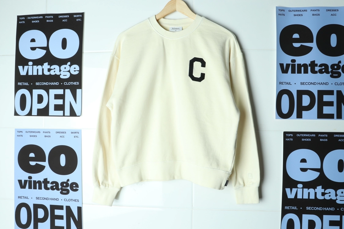 W(S) 커버낫 맨투맨 티셔츠 빅로고 C 아이보리 이미지