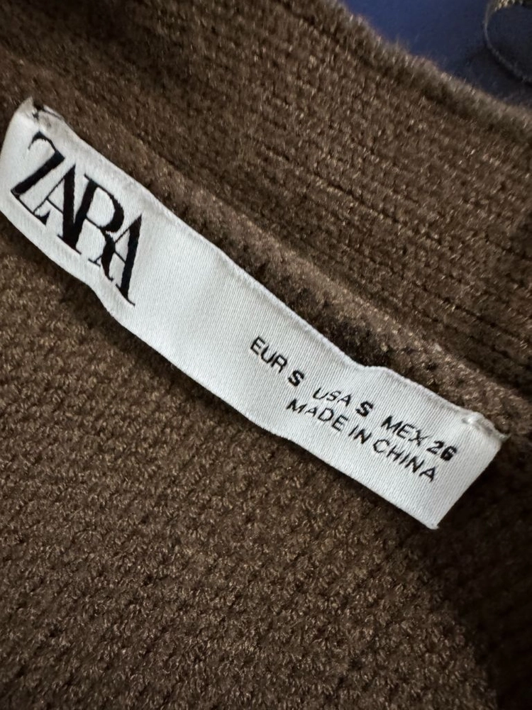 여성 자라 ZARA 미니멀 니트 가디건 원피스 S 브리운 이미지
