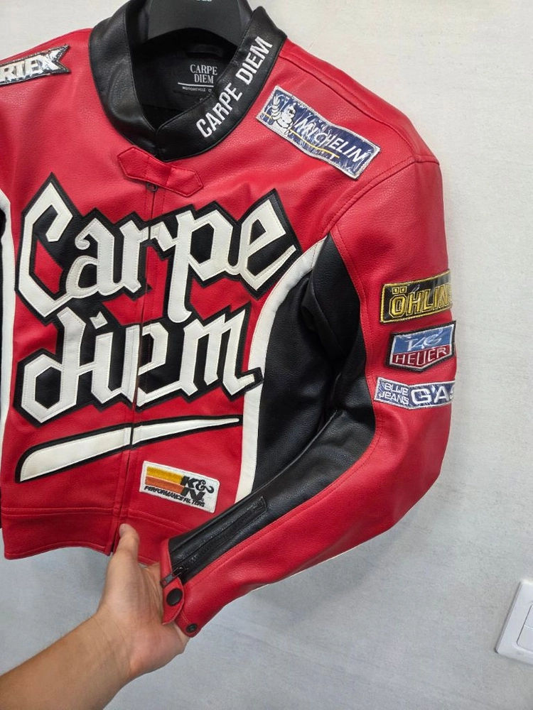 carpe diem 모터사이클 레이싱 라이더 가죽 자켓 s 이미지