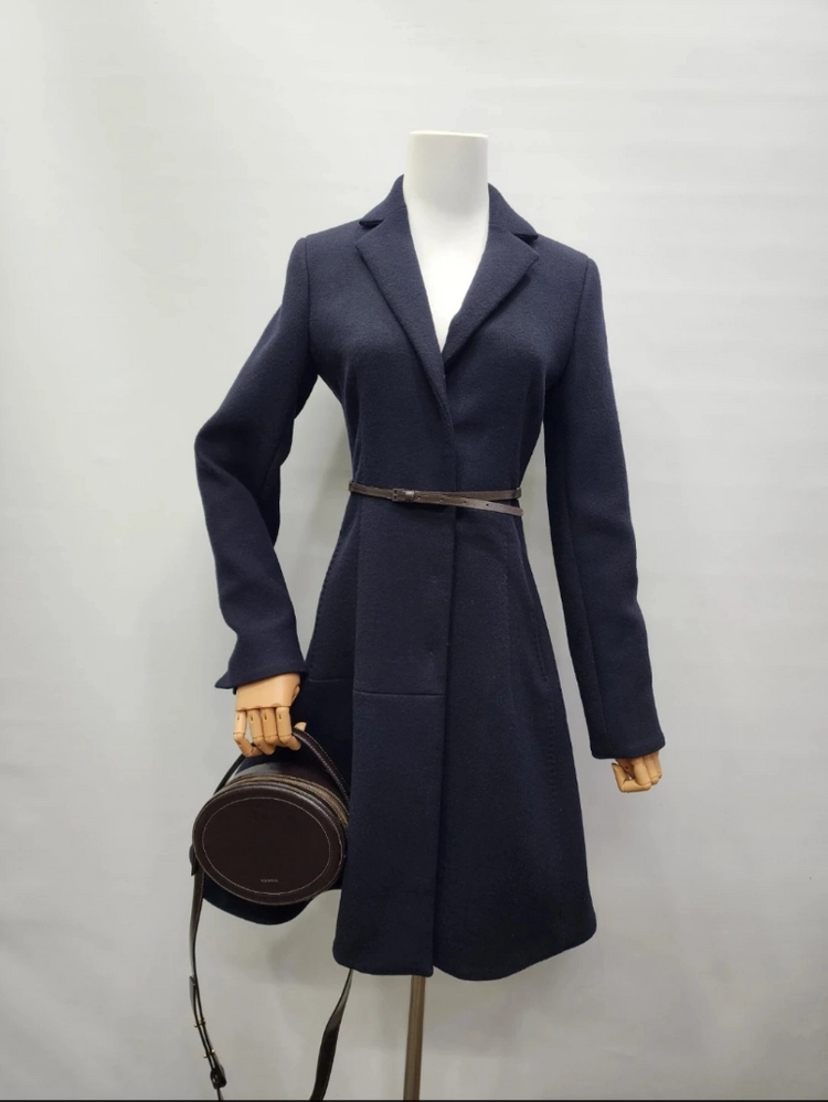 정품 막스마라MaxMara SPORTMAX 스포츠막스 실크배색 버진울 벨트코트 44 55 이미지