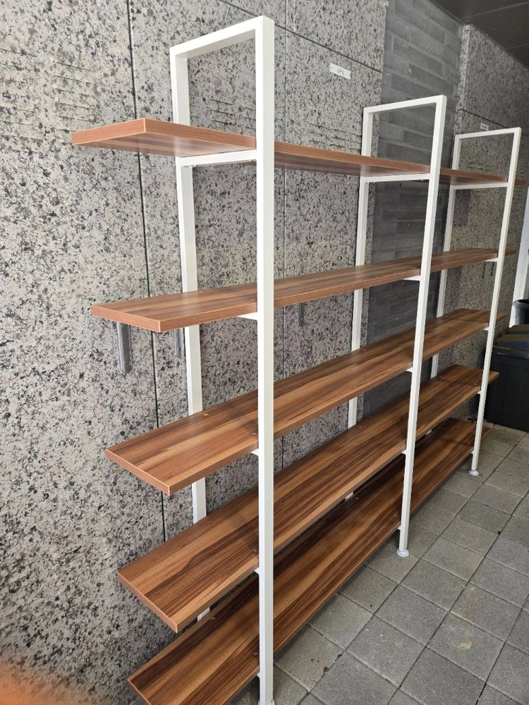 5단 철제 원목 선반 책장 이미지
