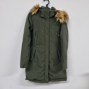 [노스페이스 THE NORTH FACE] 여성 퍼 후드 구스다운 롱 패딩 점퍼 (카키 / 90 L) 이미지