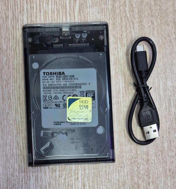 도시바 2.5인치 hdd 1tb 외장하드케이스 usb 3.0 사용시간 801 이미지