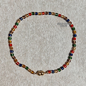 14K 오간색 비즈 금 팔찌 (한국 전통/Traditional Korean) 이미지