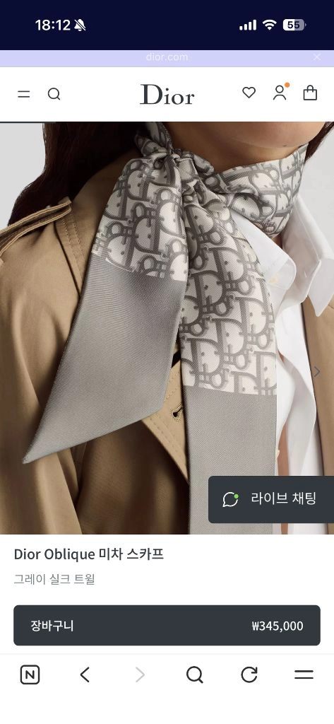 디올 미차 스카프 그레이 이미지