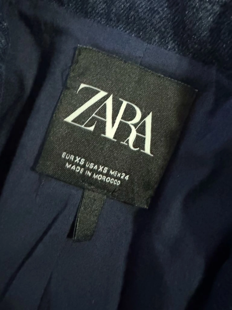여성 자라 ZARA 오버핏 프렌치 정장 자켓 네이비 이미지