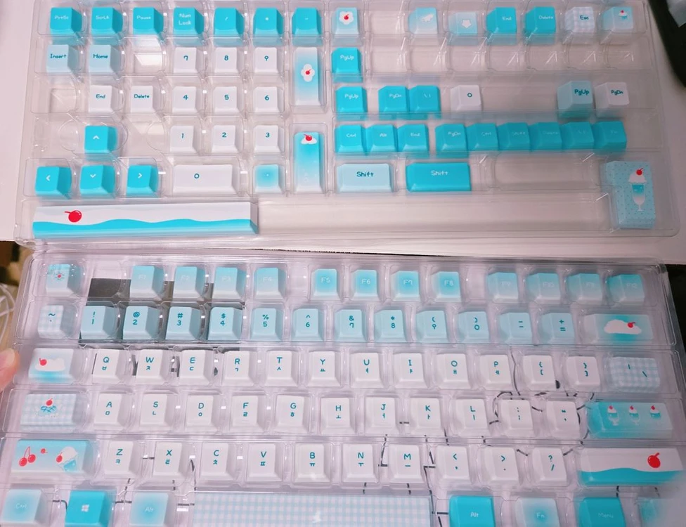 몬스타기어 크림소다 블루 PBT 기계식 키보드 키캡 129키 판매 이미지