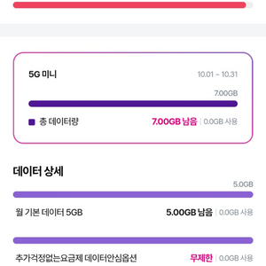 LG데이터 1기가 2000원 2기가 3600원 이미지