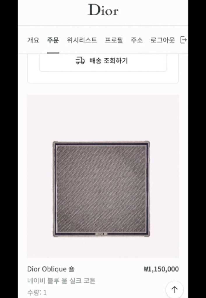 디올 오블리크 네이비 울실크 코튼 머플러 이미지