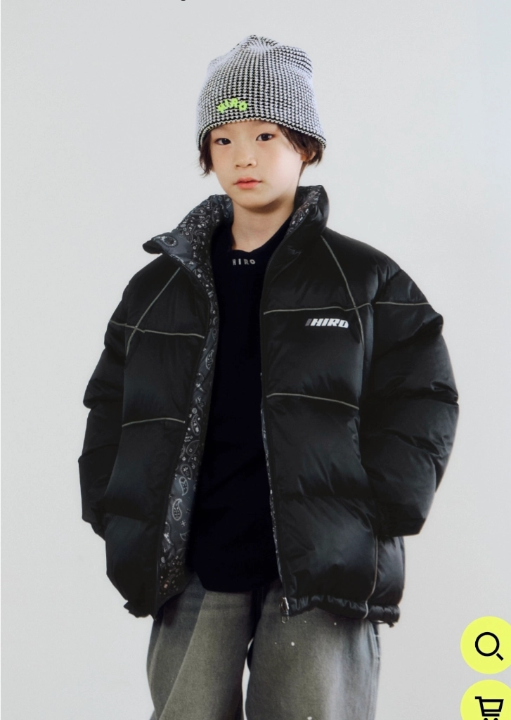 (25%)히로 페이즐리 체커 리버서블 다운 자켓 블랙140 이미지