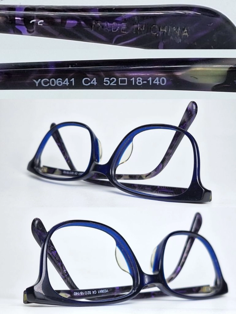 YC0641 C4 안경테 52mm 뿔테 블루퍼플 일본 수입 클래식 레트로 Y2K 아메카지 패션 아이웨어 수입 앤틱 이미지