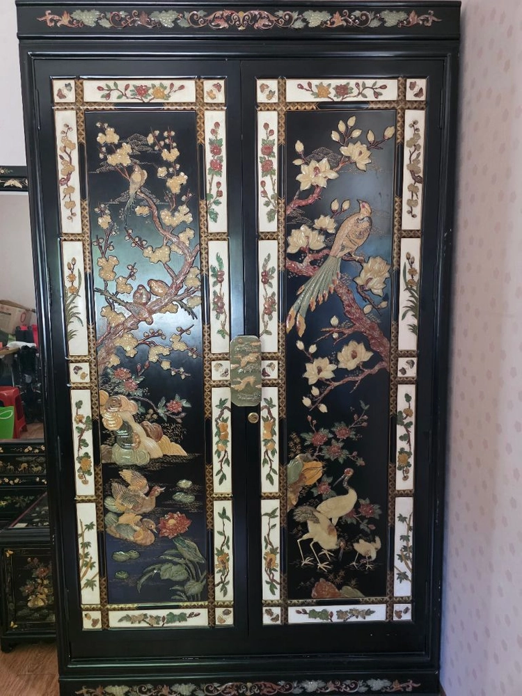 80년대 고급 옥돌 상감 장롱 + 화장대 세트 이미지